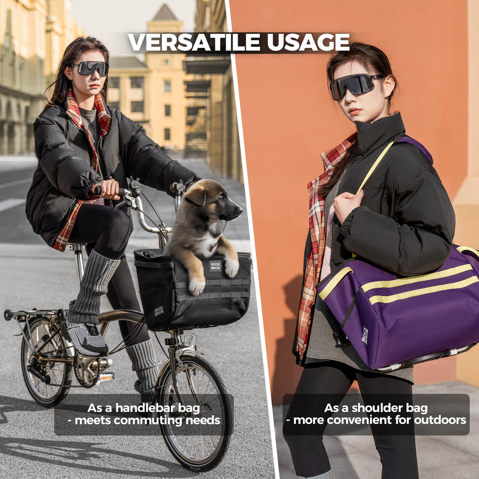 ROCKBROS Folding Bike Handlebar Bag Basket Bag - W016 - Image 3