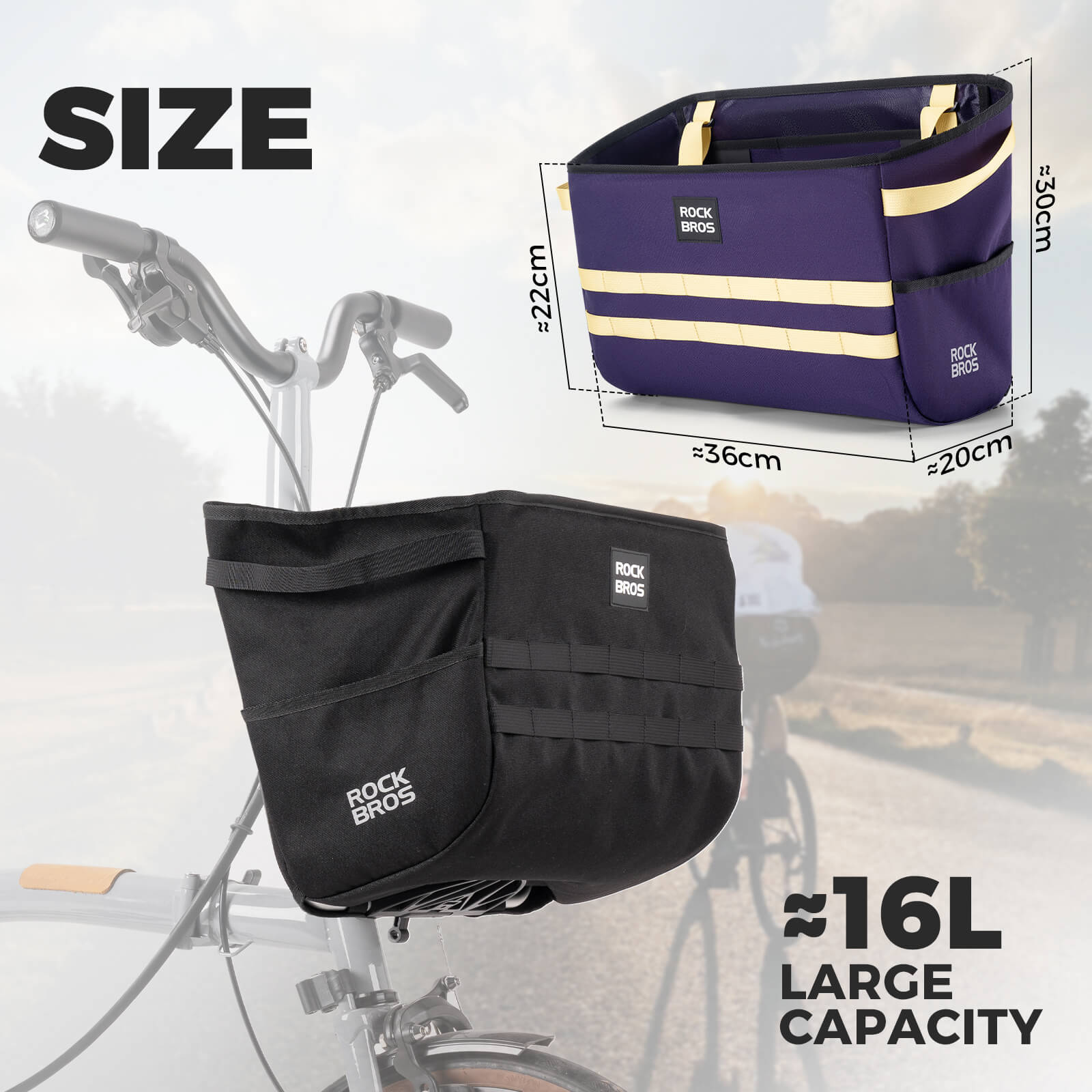 ROCKBROS Folding Bike Handlebar Bag Basket Bag - W016 - Image 5