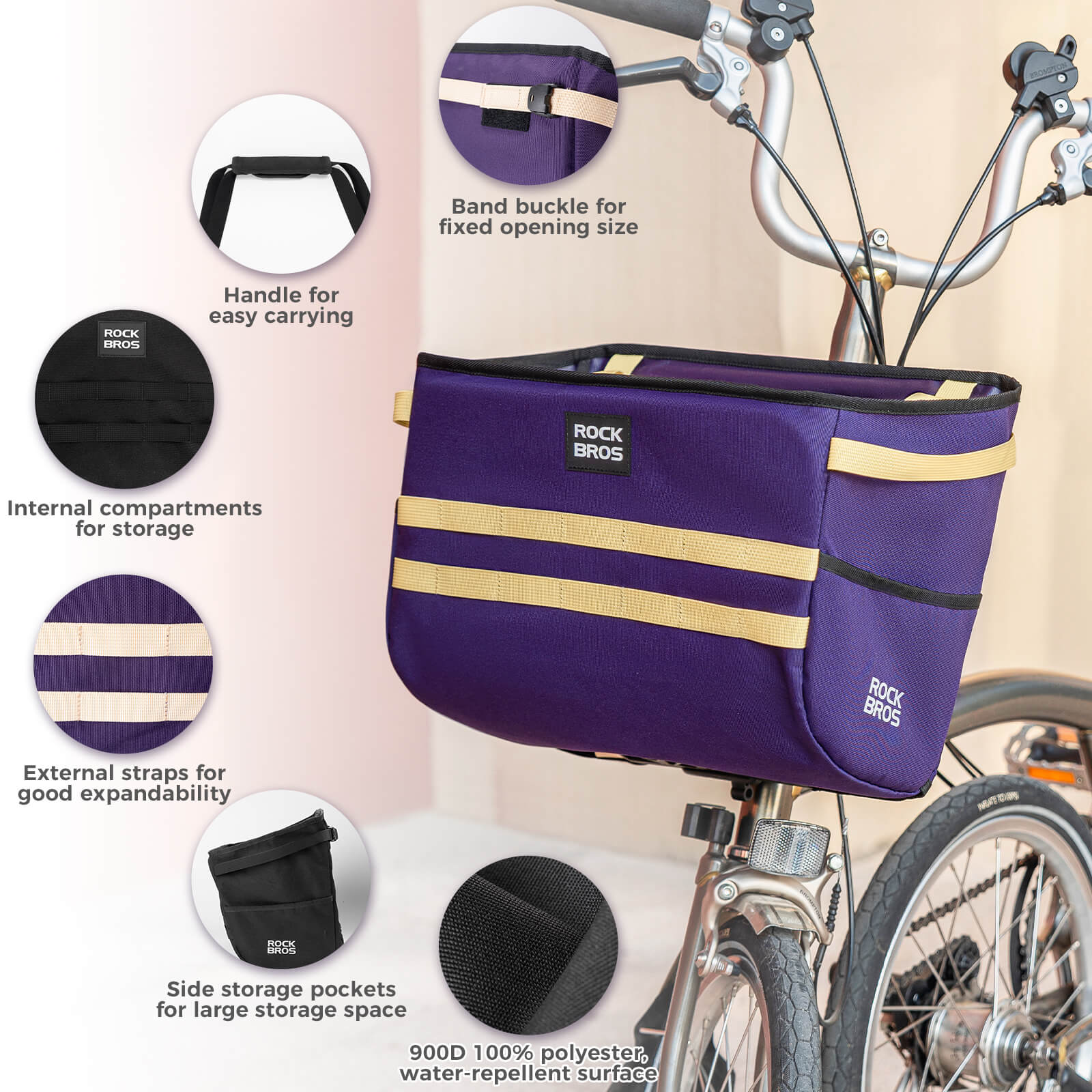 ROCKBROS Folding Bike Handlebar Bag Basket Bag - W016 - Image 6