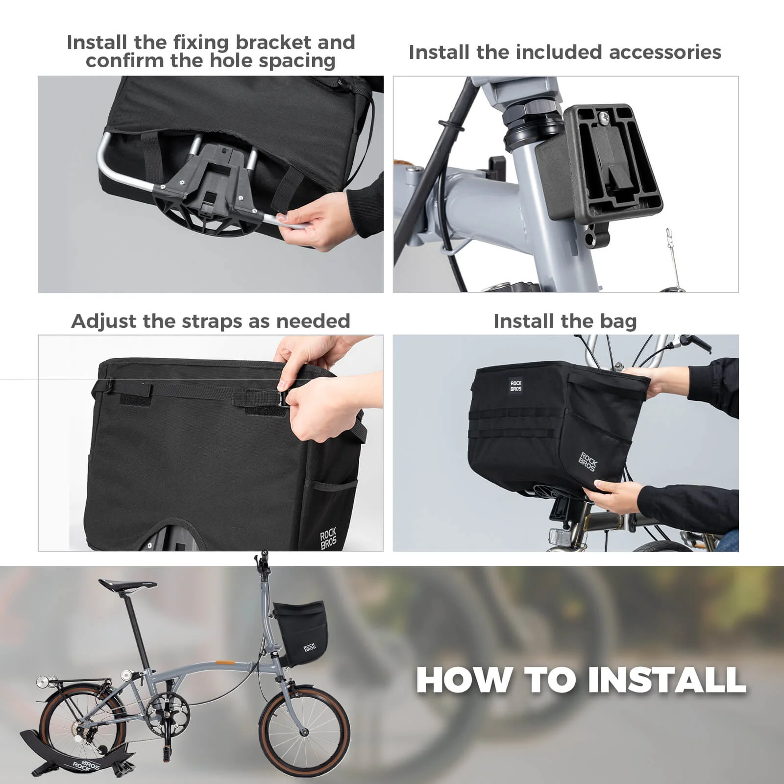 ROCKBROS Folding Bike Handlebar Bag Basket Bag - W016 - Image 7