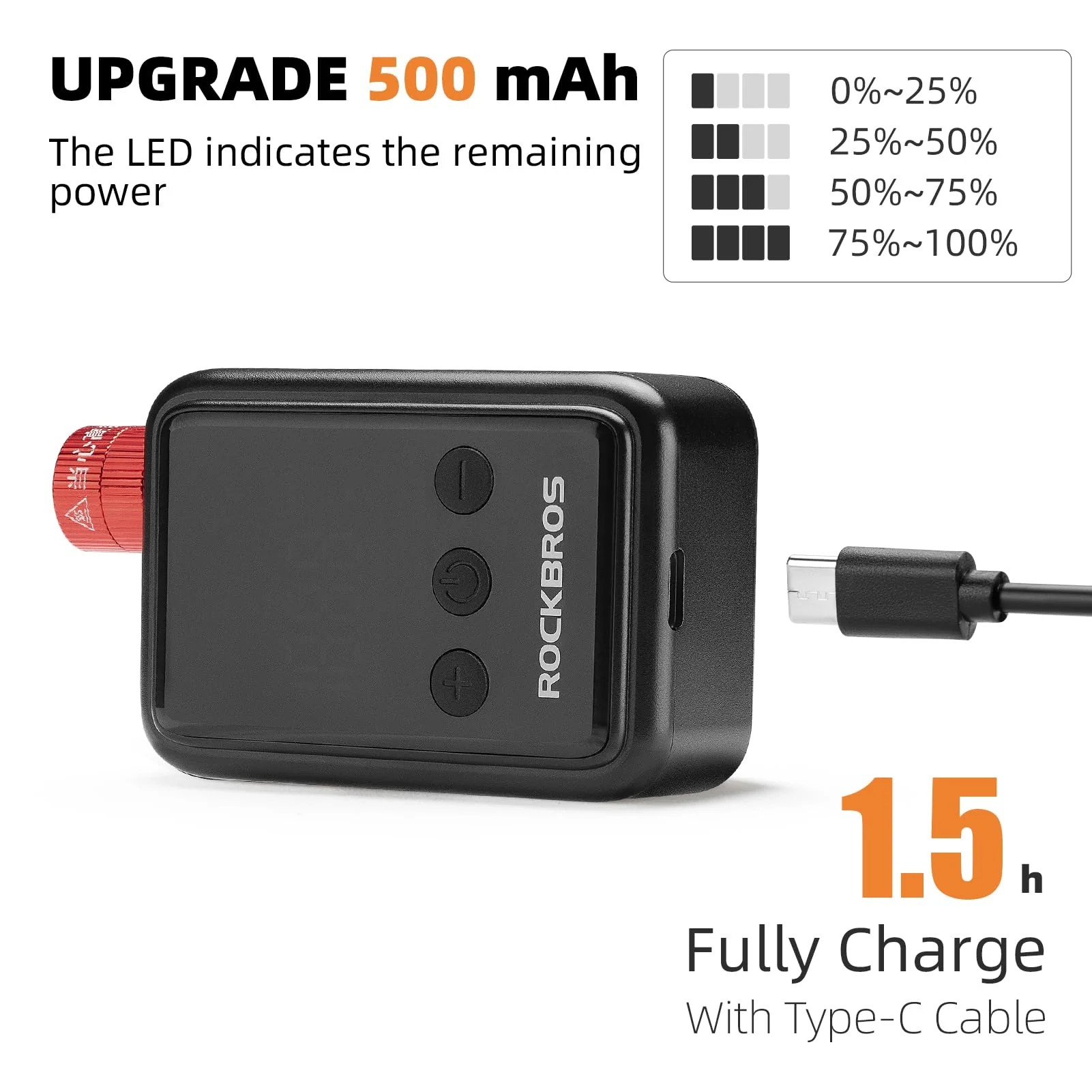 ROCKBROS HW140 Mini Electric Air Bike Tire Pump 150PSI 500mAh - Image 8