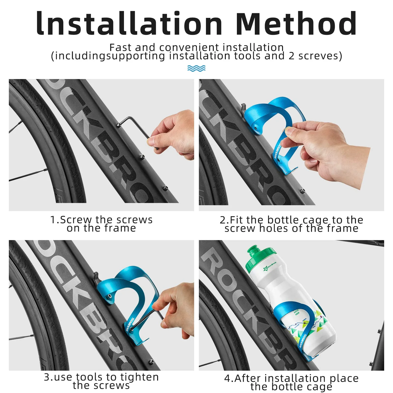 ROCKBROS Lightweight Alloy Bike Water Bottle Holder for Road Mountain Bikes - Image 16