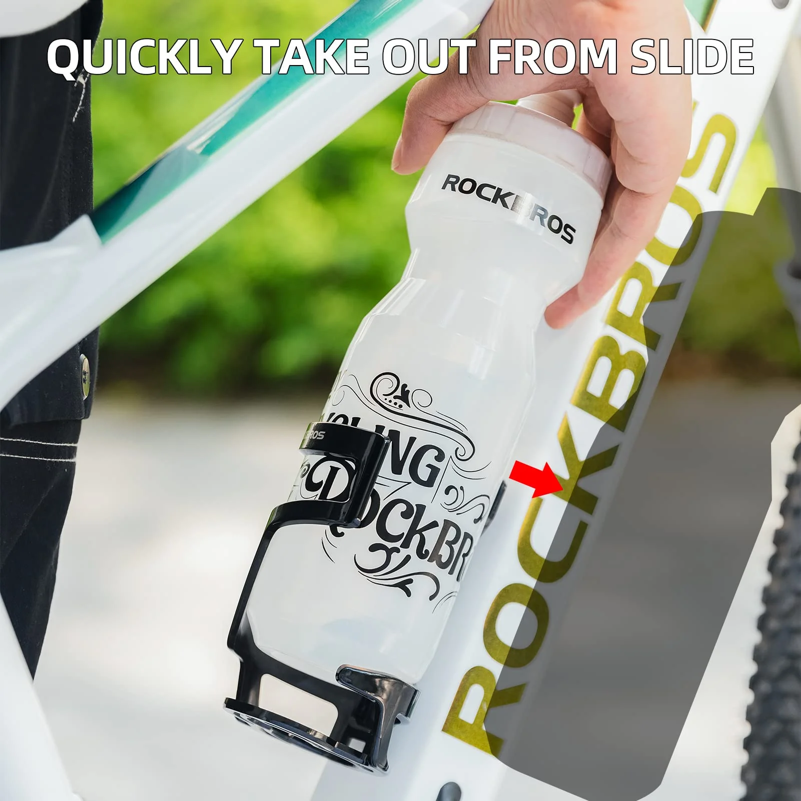 ROCKBROS Lightweight Slide Entry Bike Water Bottle Cage Adjustable Drink Holder - Image 6