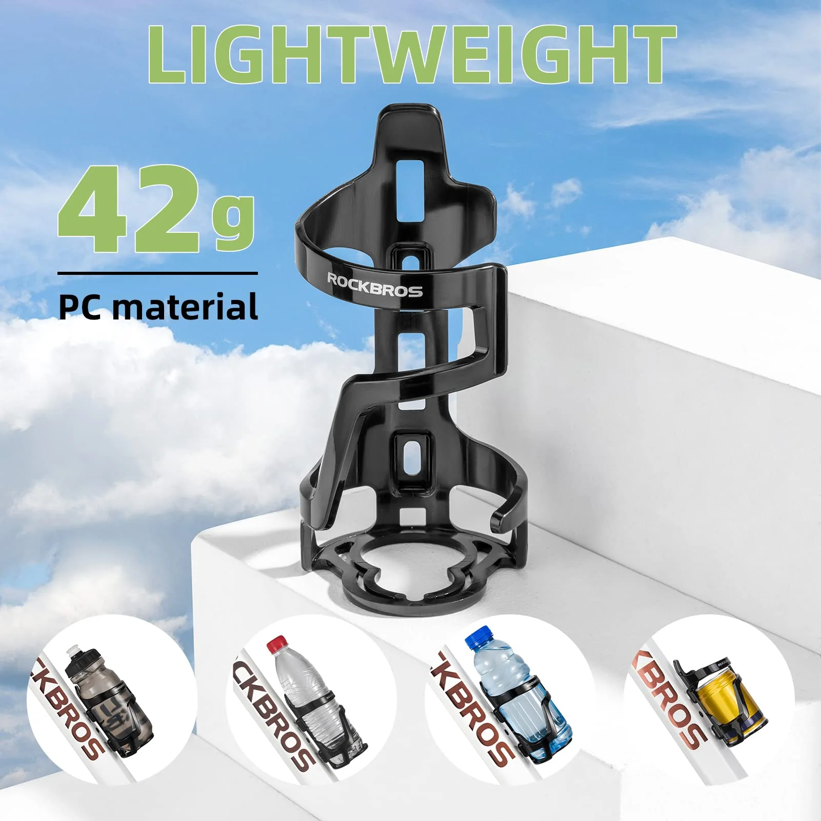 ROCKBROS Lightweight Slide Entry Bike Water Bottle Cage Adjustable Drink Holder - Image 8