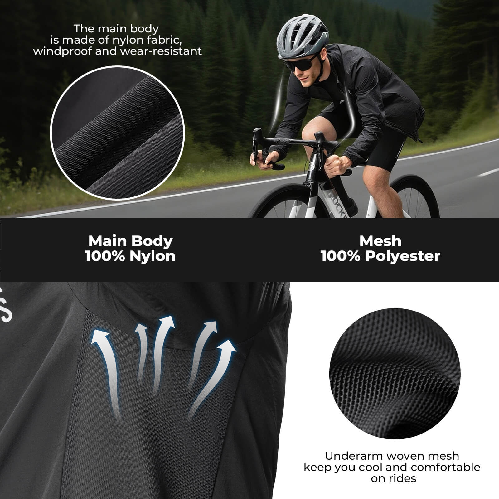 ROCKBROS Long-Seeved Cycling Windbreaker Jacket Foldable - Image 7