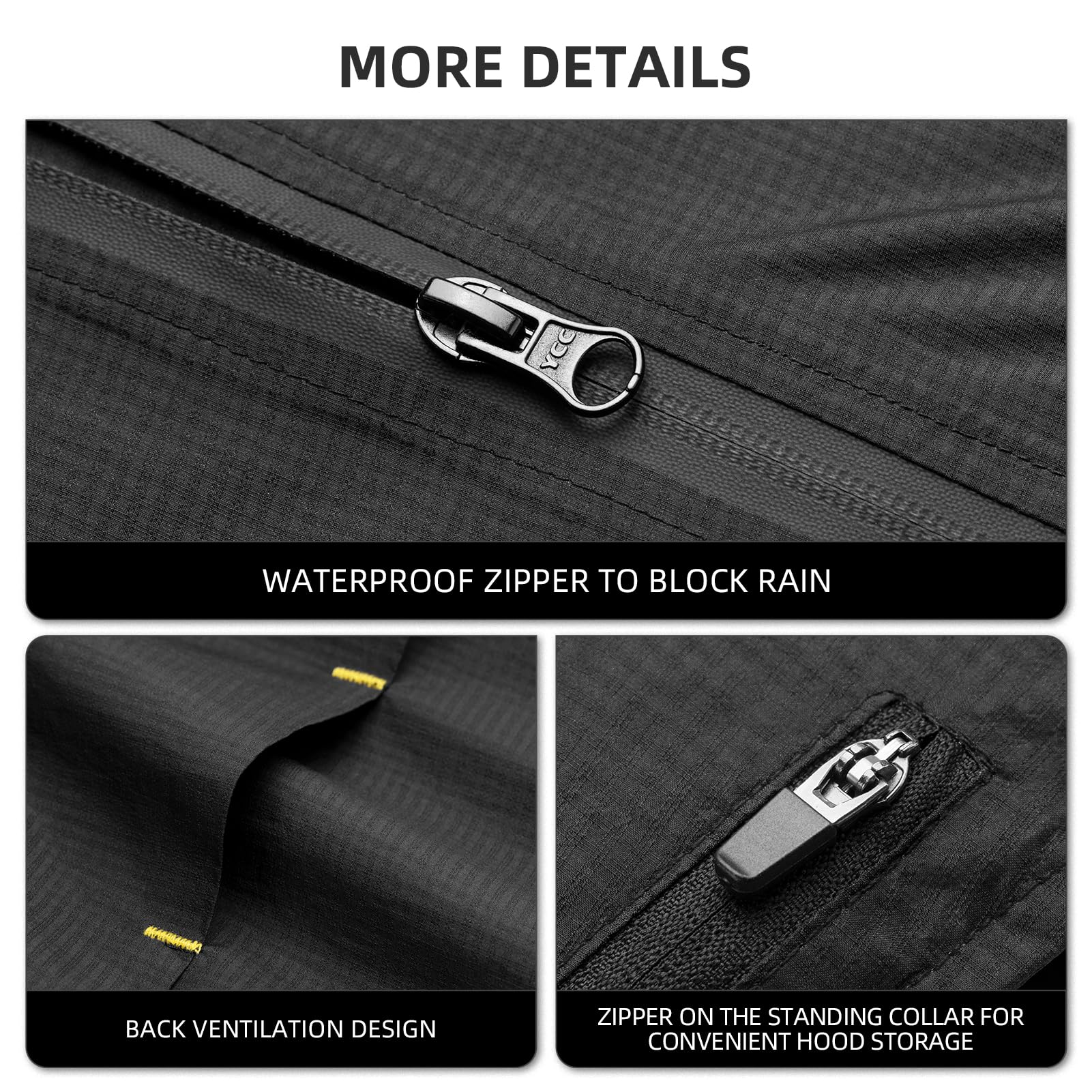ROCKBROS Men's Waterproof Cycling Rain Jacket with Hood, Lightweight Reflective - Image 5