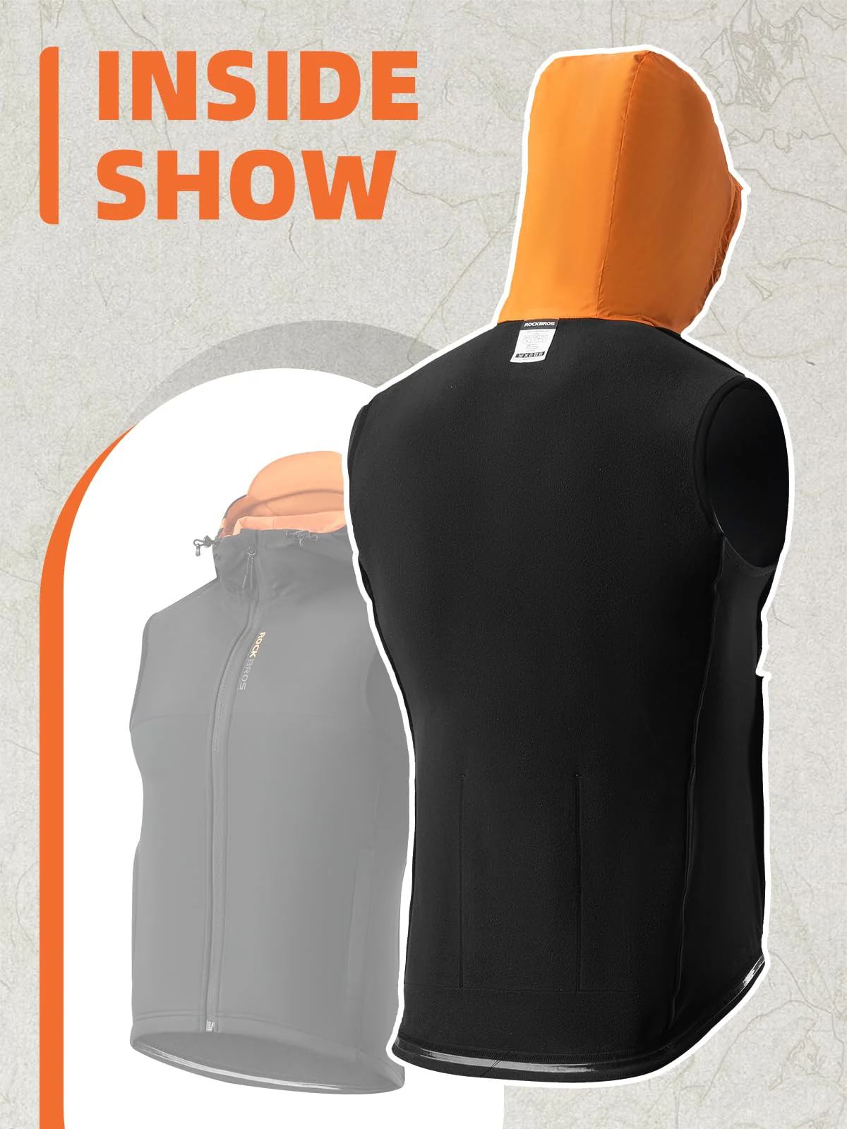 ROCKBROS Men's Winter Cycling Vest, Fleece-Lined, Windproof, Warm Sleeveless Jacket - Image 5