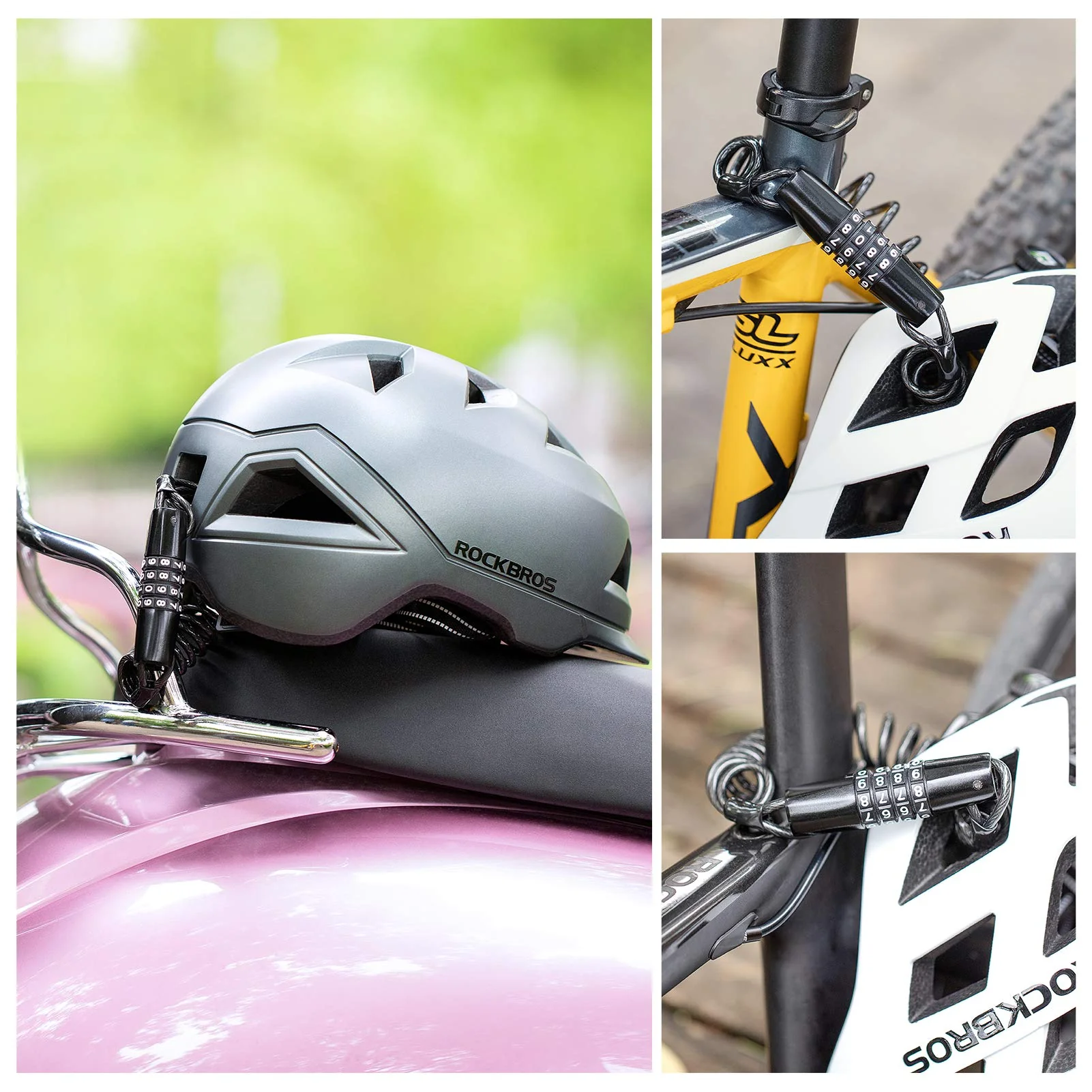 ROCKBROS Retractable Luggage Helmet  Lock 4 Digit Little  Black, 2Pcs - Image 6