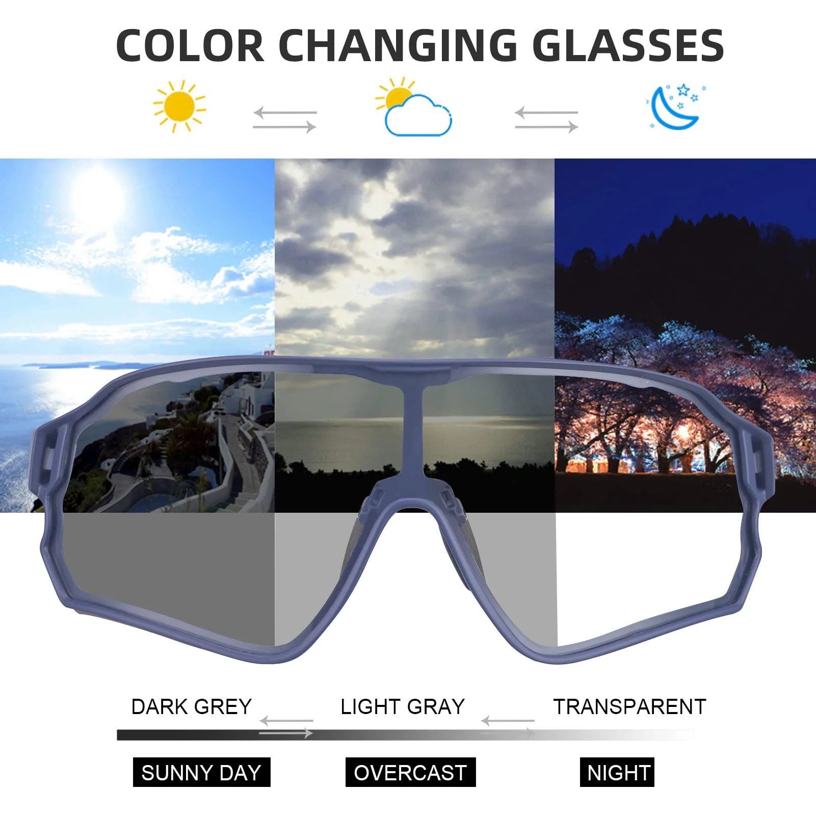 Thickened PC Lens Photochromic Sunglasses (UV400) - Image 18