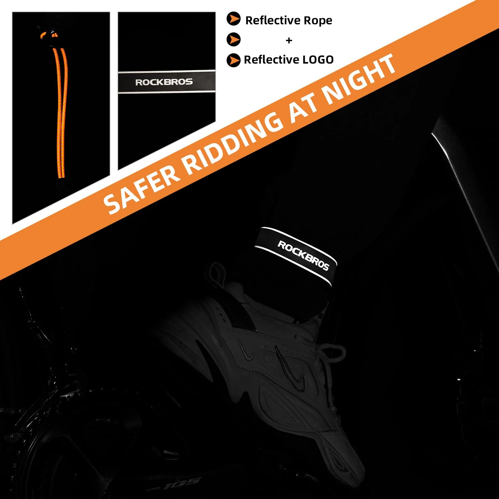 ROCKBROS Reflective Cycling Ankle Bands - Adjustable Pant Leg Straps - Image 5