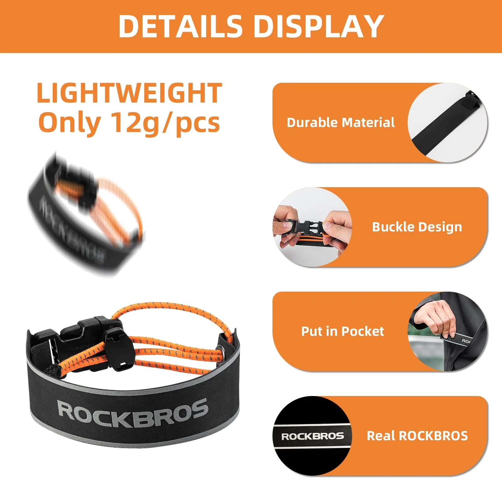ROCKBROS Reflective Cycling Ankle Bands - Adjustable Pant Leg Straps - Image 7