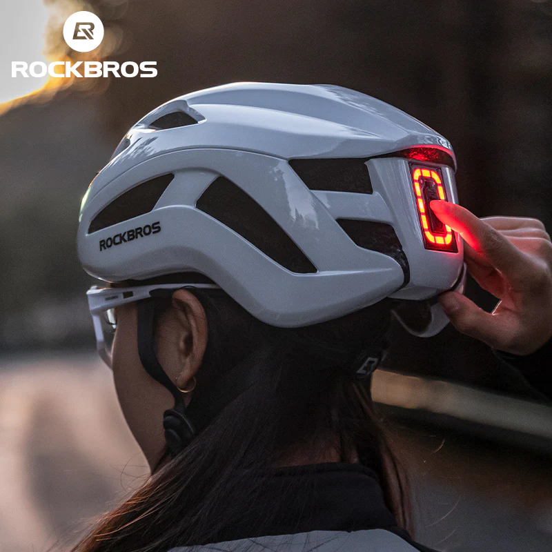 ROCKBROS Safety Warning Helmet with Built-In Lights and Adjustable Fit Electric USB - Image 13