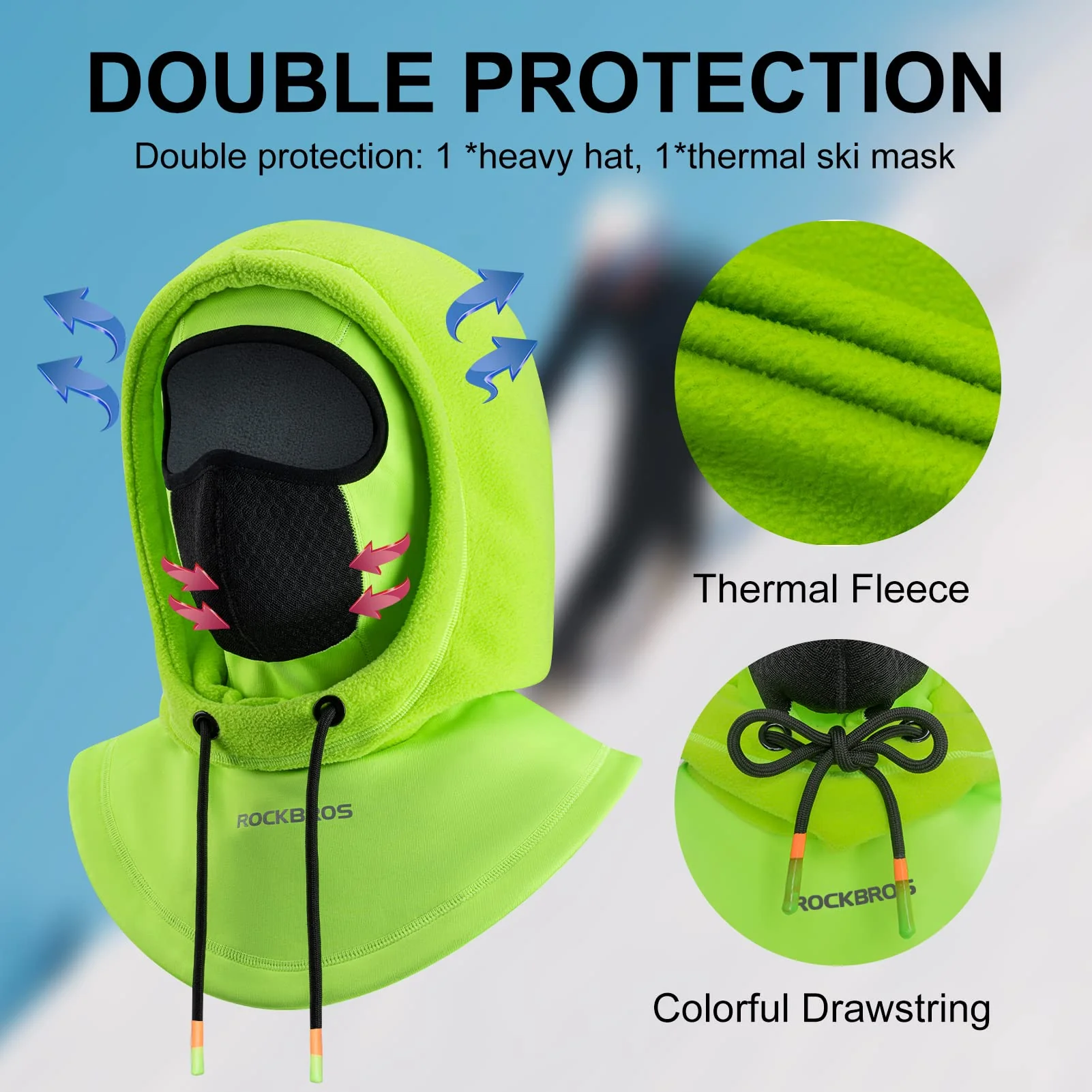 ROCKBROS Ski Balaclava Thermal Fleece Balaclava for Cold Weather Winter Men - Image 16