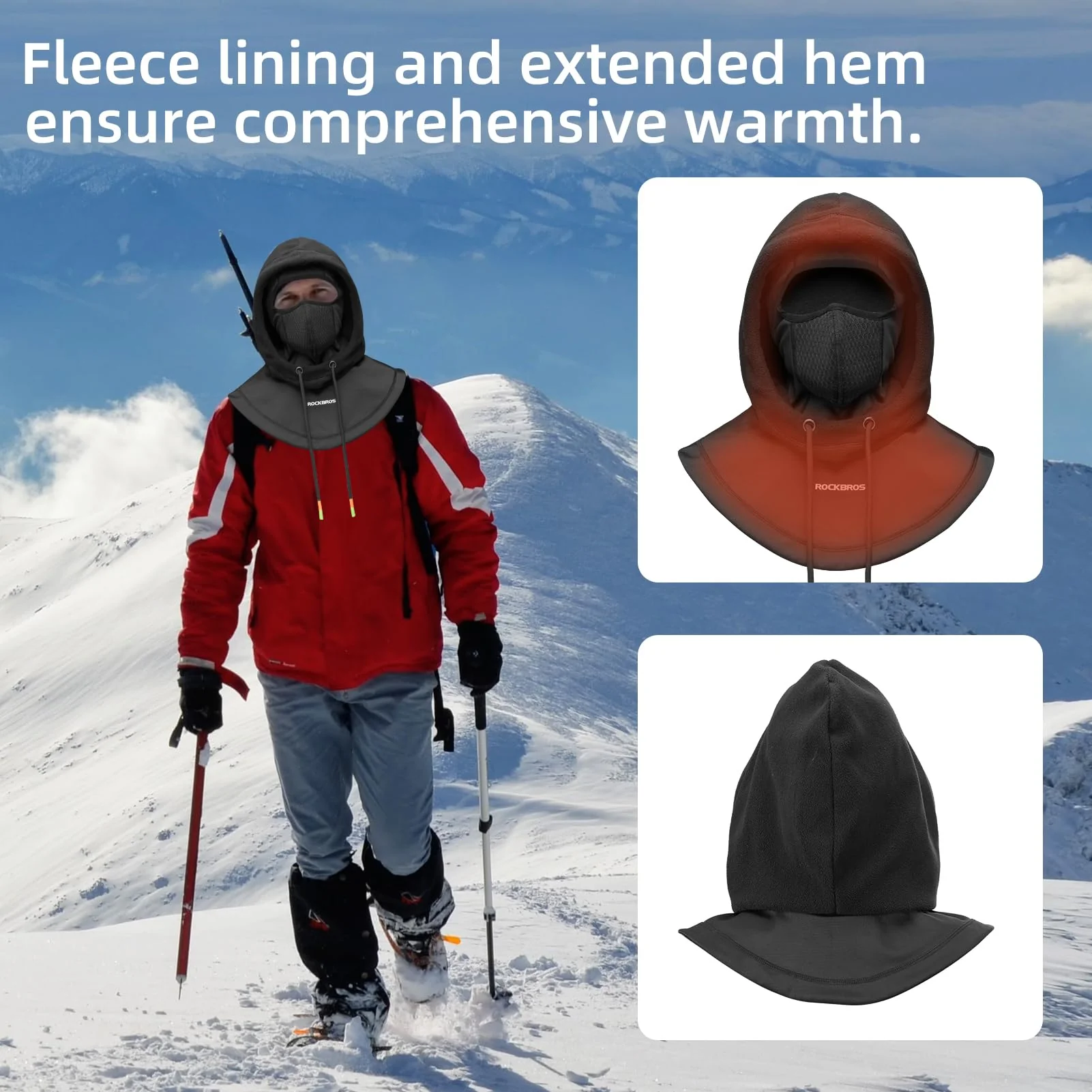 ROCKBROS Ski Balaclava Thermal Fleece Balaclava for Cold Weather Winter Men - Image 17