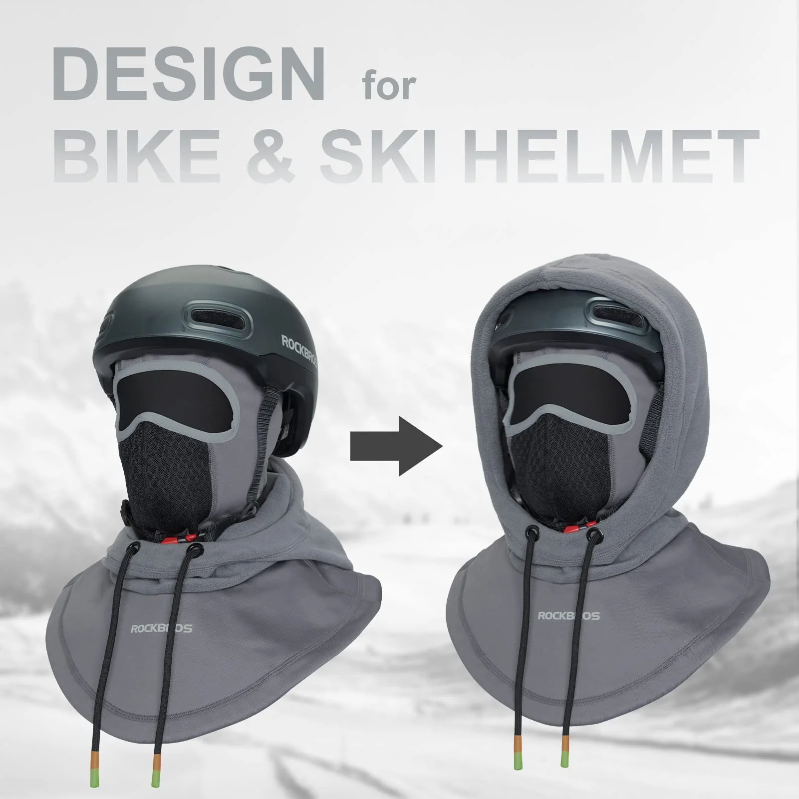ROCKBROS Ski Balaclava Thermal Fleece Balaclava for Cold Weather Winter Men - Image 3