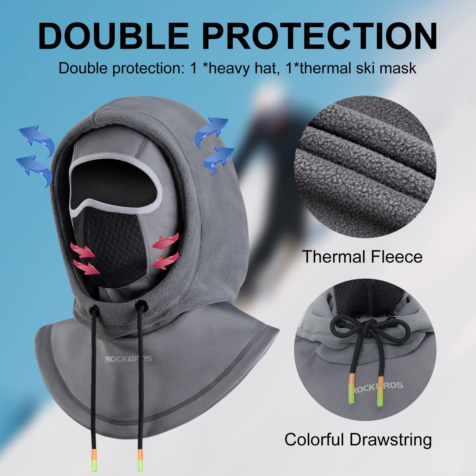 ROCKBROS Ski Balaclava Thermal Fleece Balaclava for Cold Weather Winter Men - Image 6