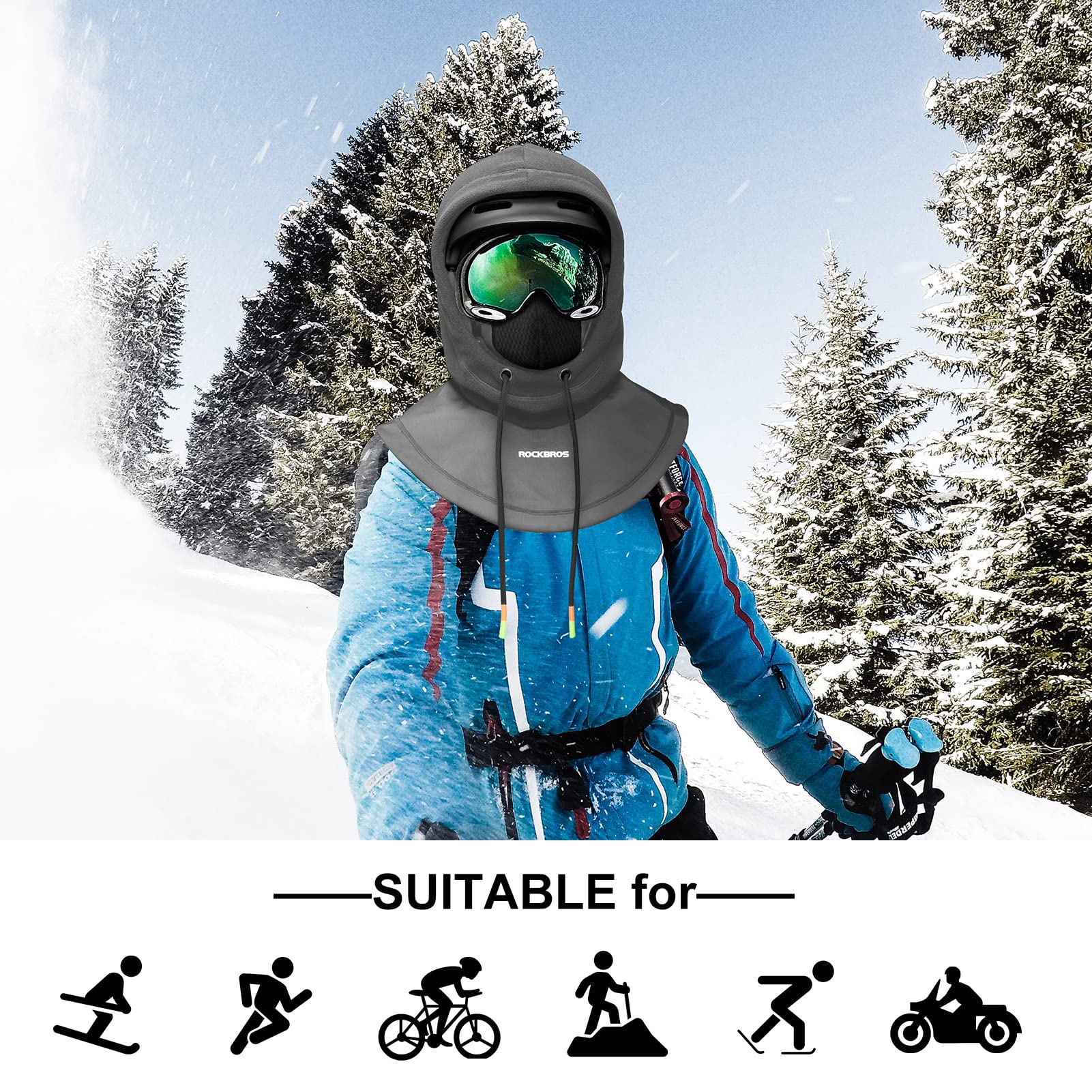 ROCKBROS Ski Balaclava Thermal Fleece Balaclava for Cold Weather Winter Men - Image 7