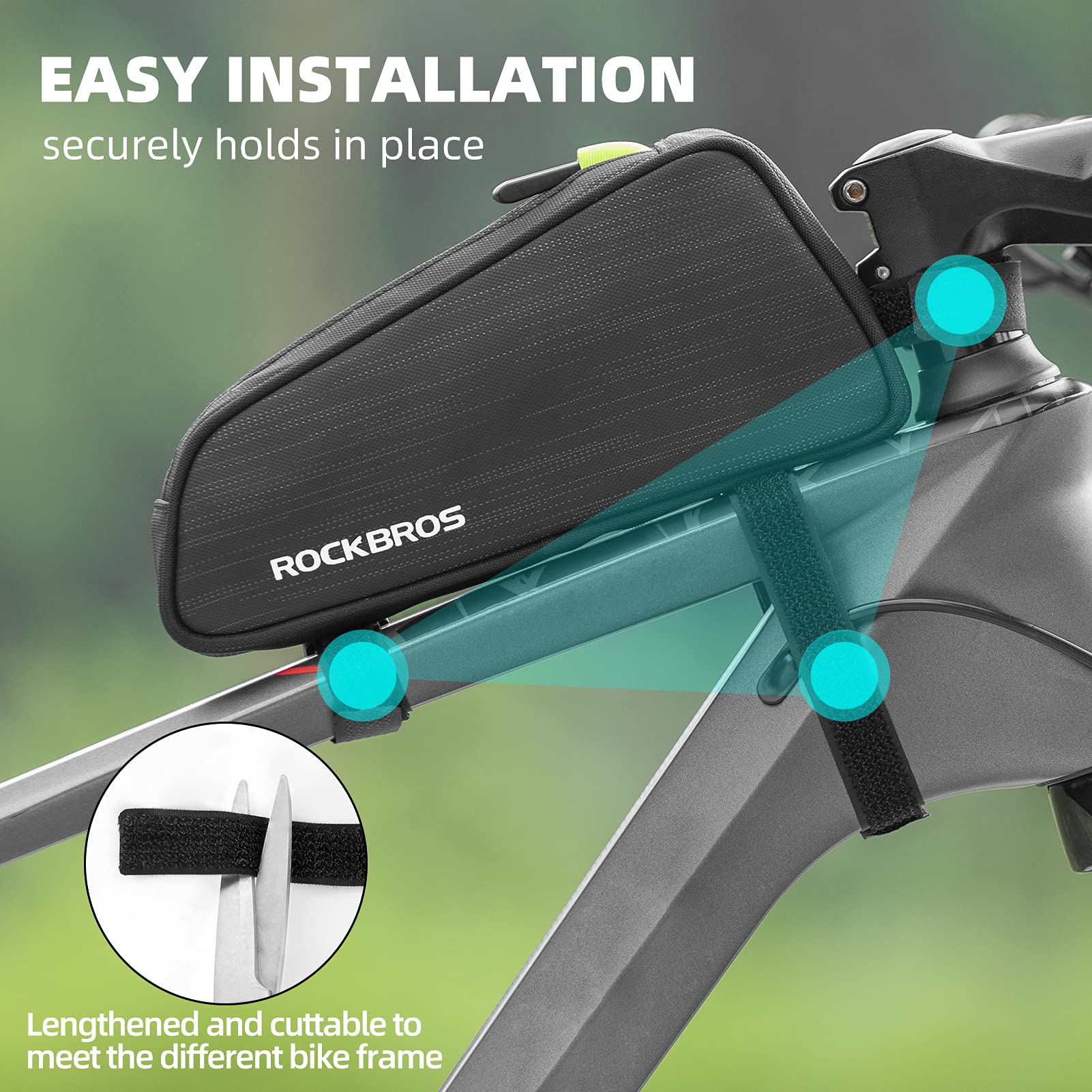 ROCKBROS Top Tube Bike Bag Bike Frame Bag Pouch Pack Cycling Accessories Fit 6.5” - Image 2