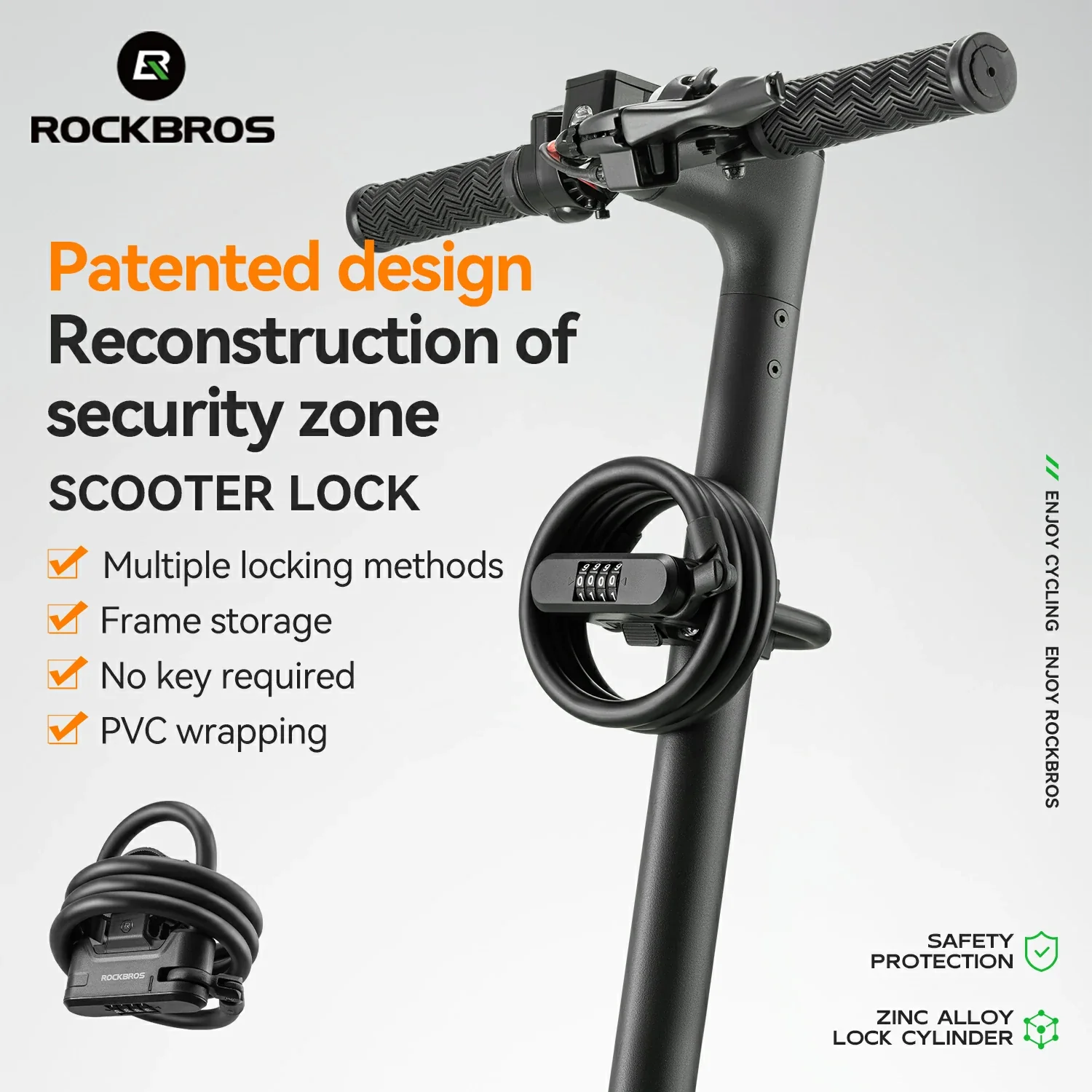 ROCKBROS U-Lock and Cable Scooter Bike Lock - Image 4