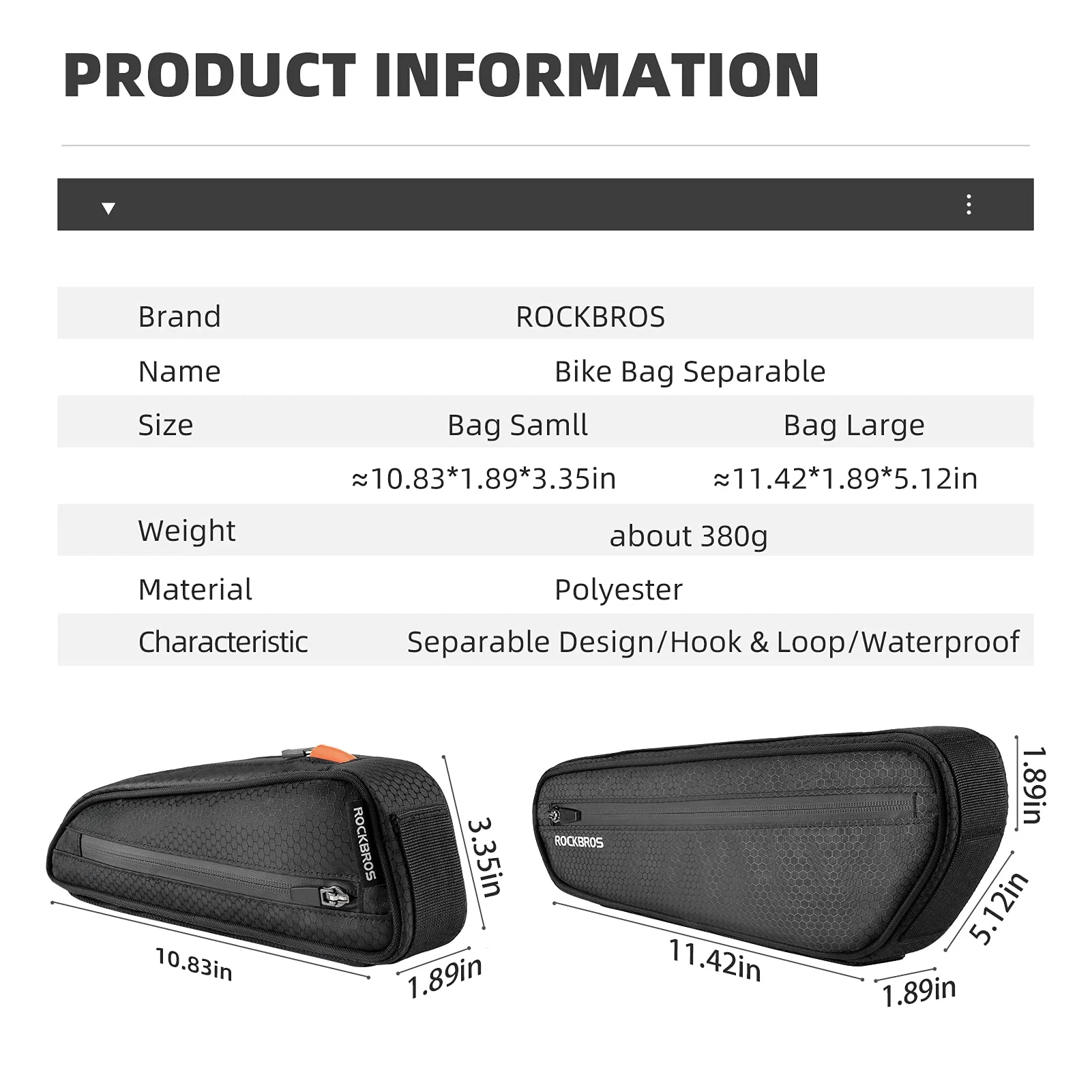 ROCKBROS Water-Resistant Triangle Bike Frame Saddle Bag Accessories for MTB Road Cycling - Image 6