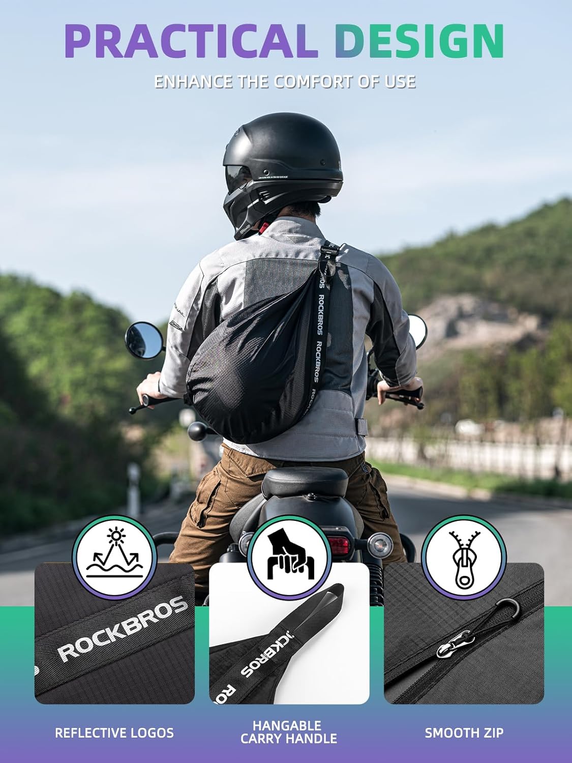 ROCKBROS Waterproof Motorcycle Helmet Backpack 7L Lightweight Storage Bag - Image 4