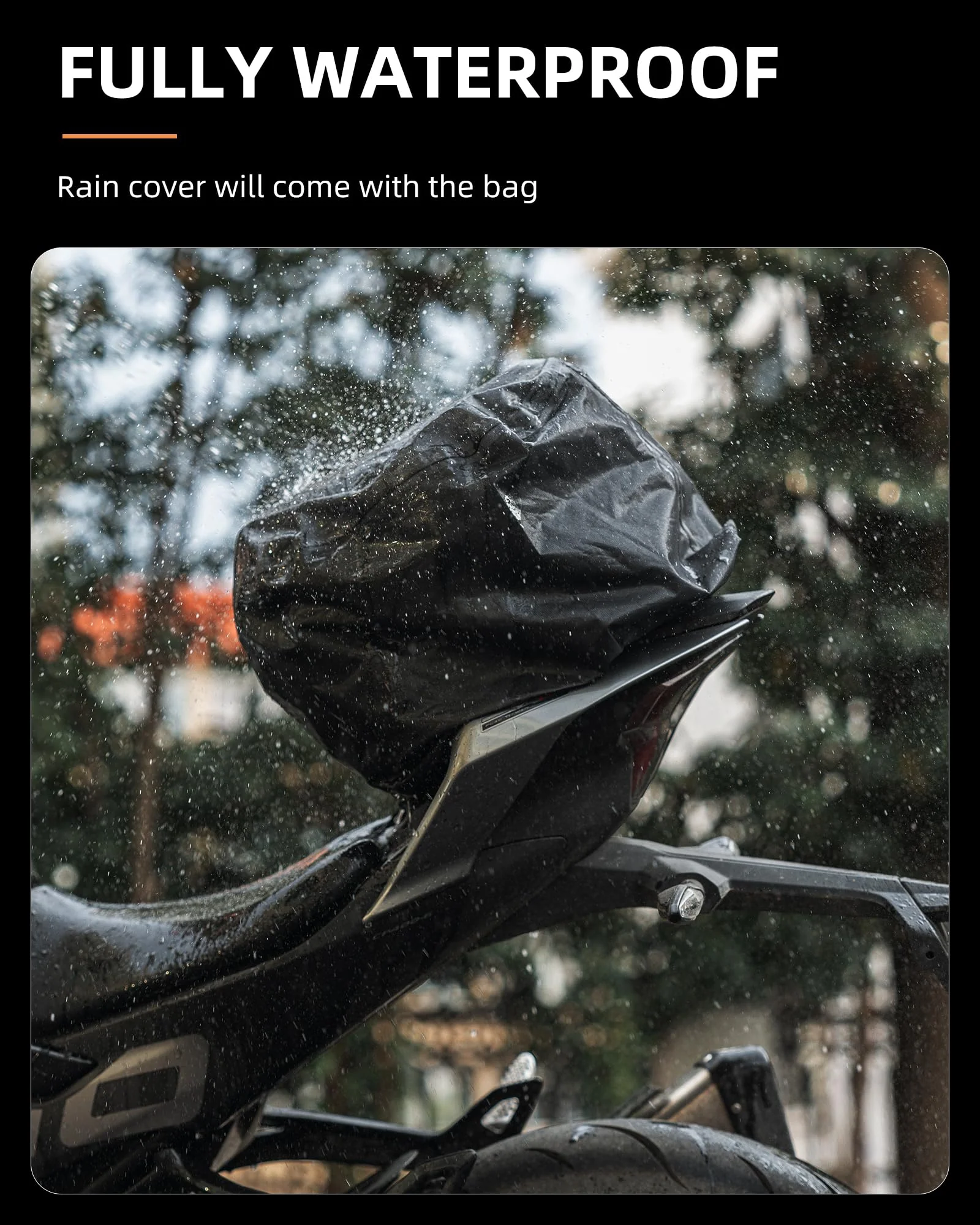 ROCKBROS Waterproof Tail Motorcycle Tail Rear Seat Bag 12.5L Storage Backpacks Hard Shell - Image 3