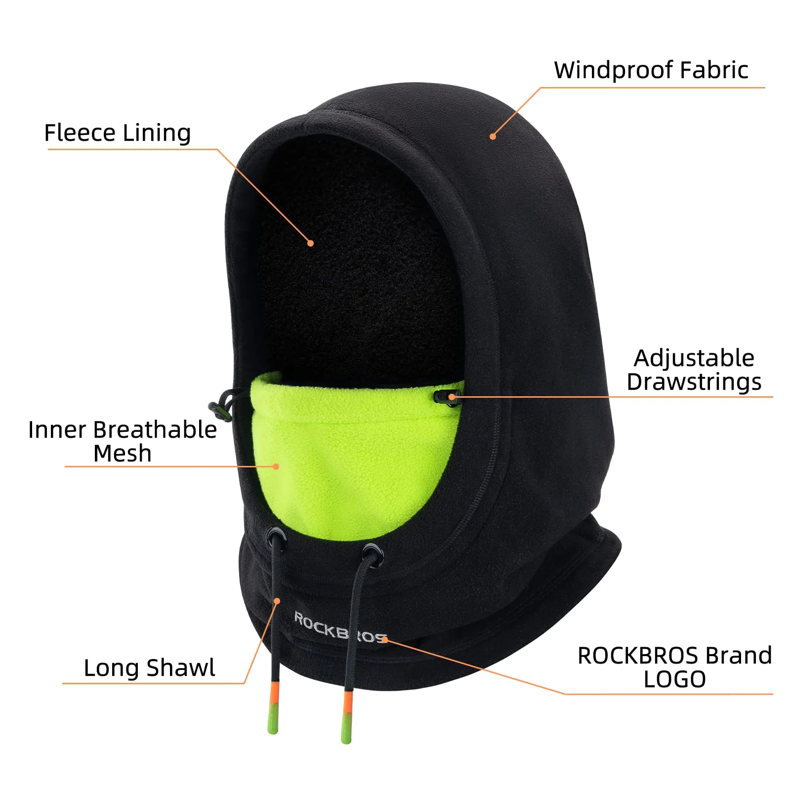 ROCKBROS Wind Resistant Ski Mask Balaclava Winter Fleece Hood Warm Face Cover Hat Scarf - Image 5
