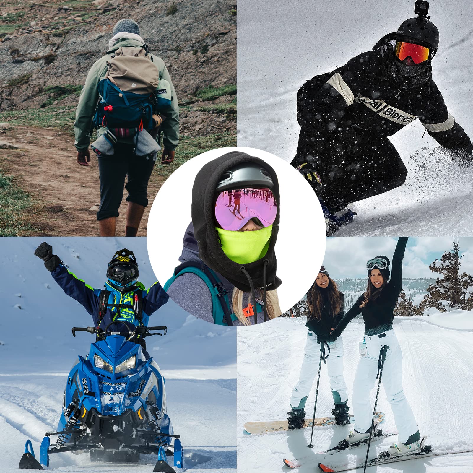 ROCKBROS Wind Resistant Ski Mask Balaclava Winter Fleece Hood Warm Face Cover Hat Scarf - Image 6