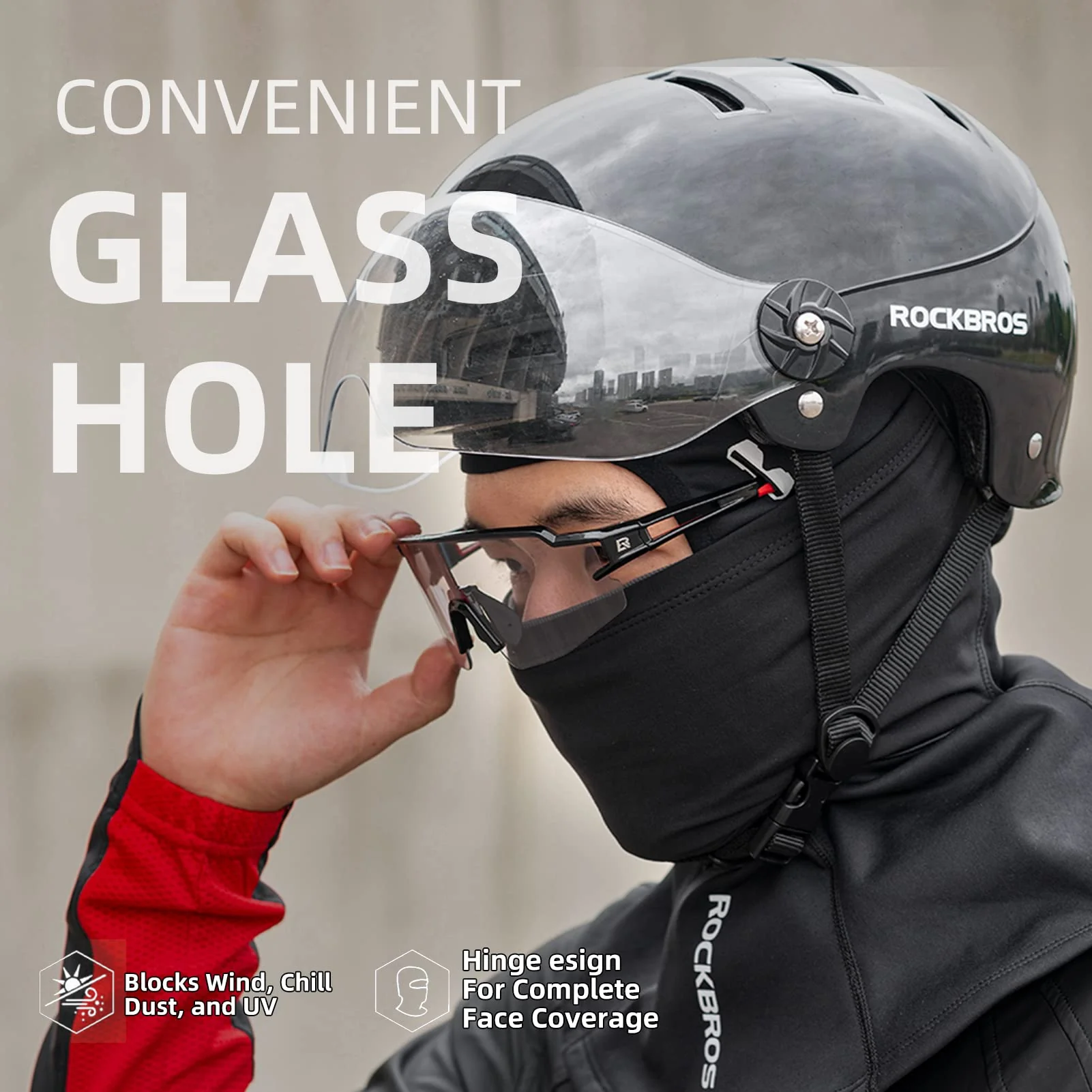 ROCKBROS Windproof Ski Mask for Men, Breathable Motorcycle Mask - Image 2