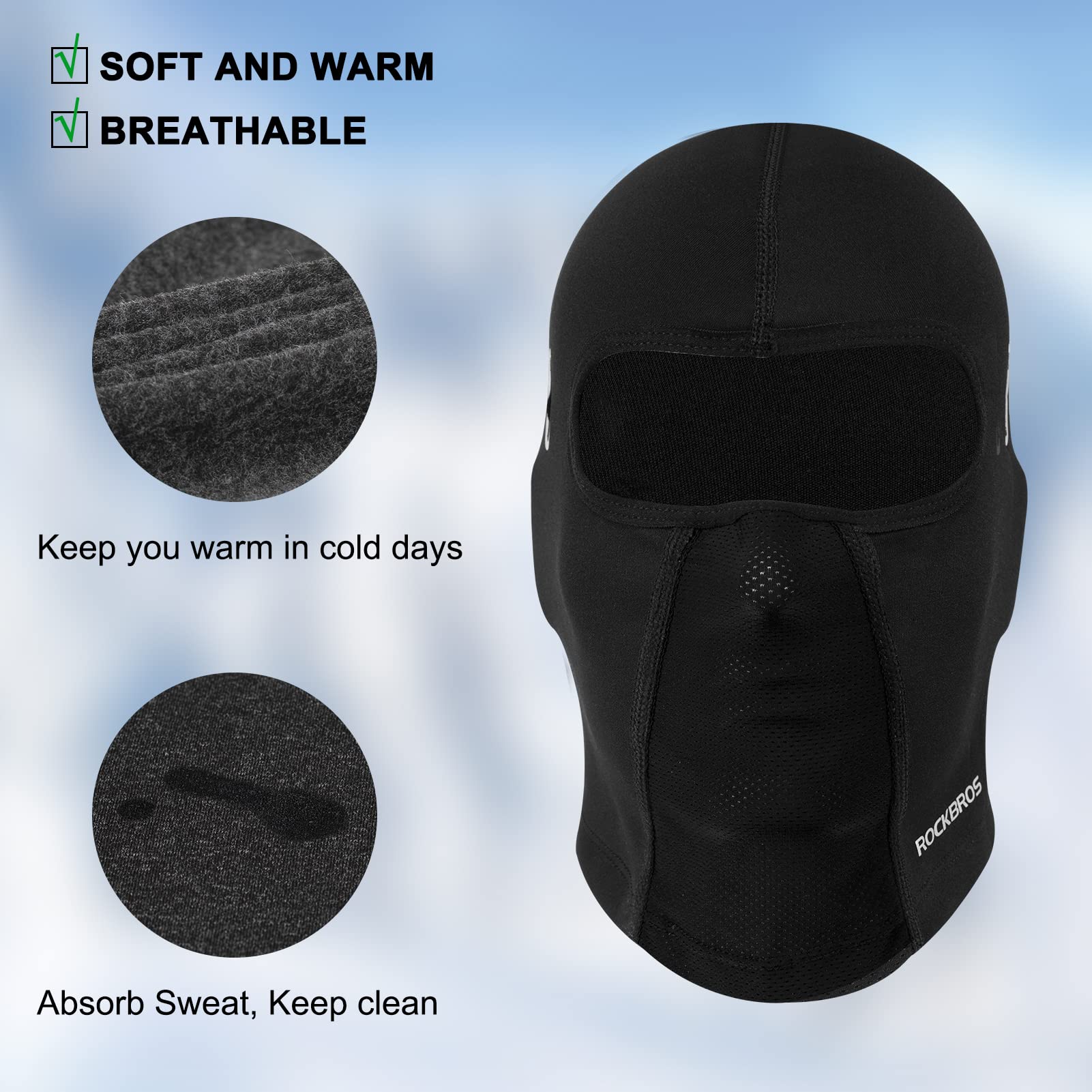 ROCKBROS Winter Balaclava Ski Mask with Glasses Holes for Men Women - Image 29