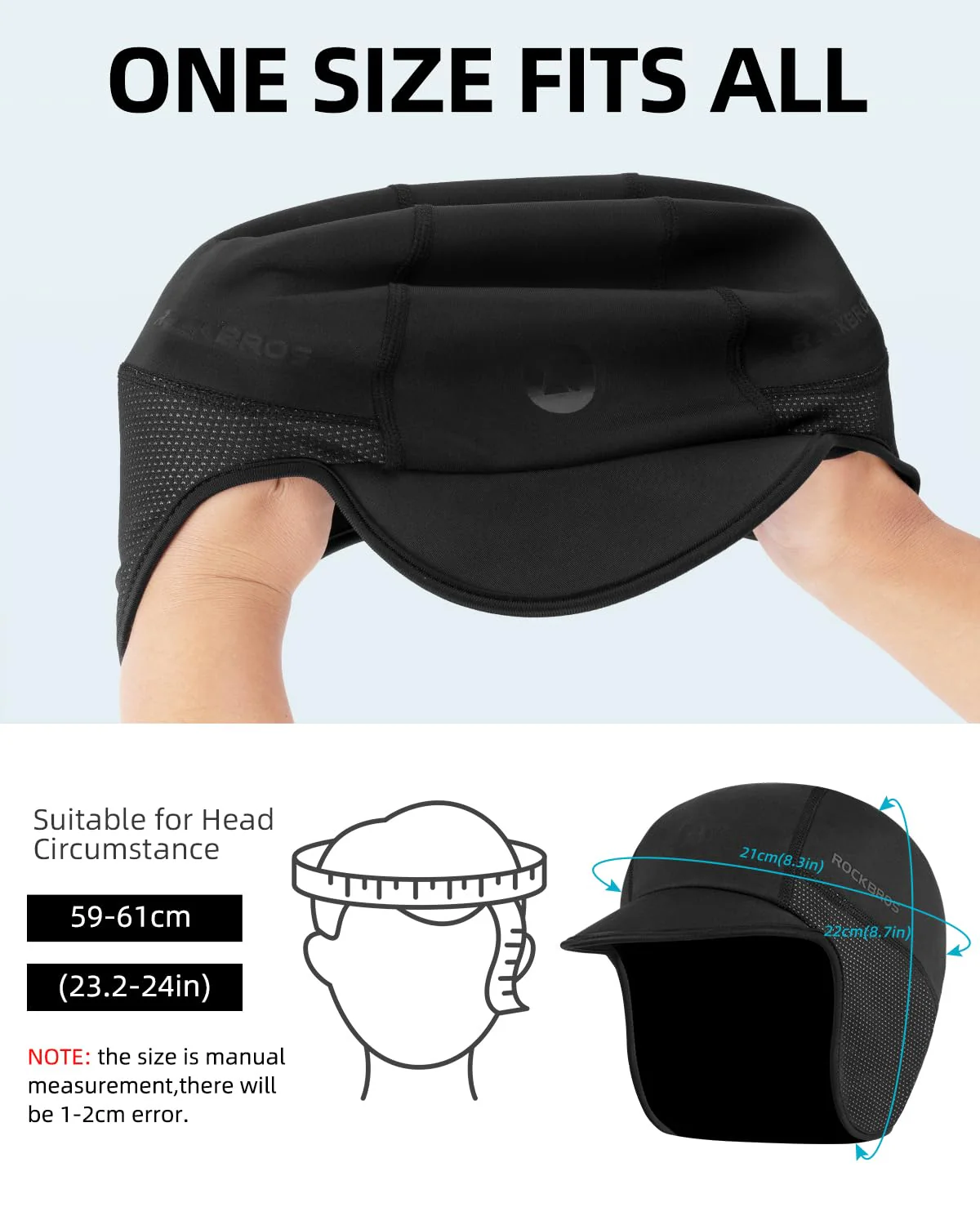 ROCKBROS Winter Cycling Caps for Men Women Windproof Hat with Sun Visor Under Helmet Liner - Image 16