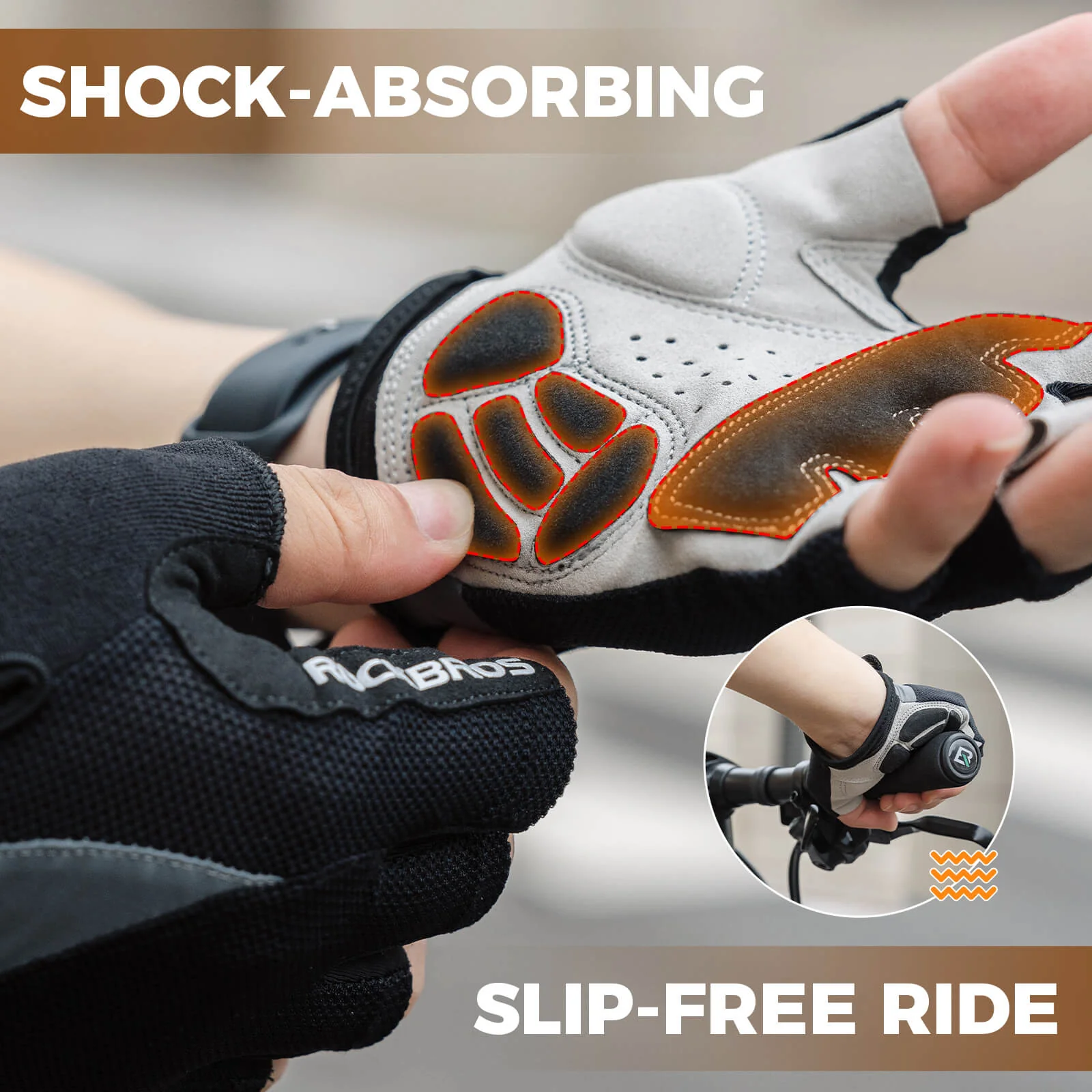 ROCKBROS Half-Finger Gel Padded Cycling Gloves Summer - Image 3