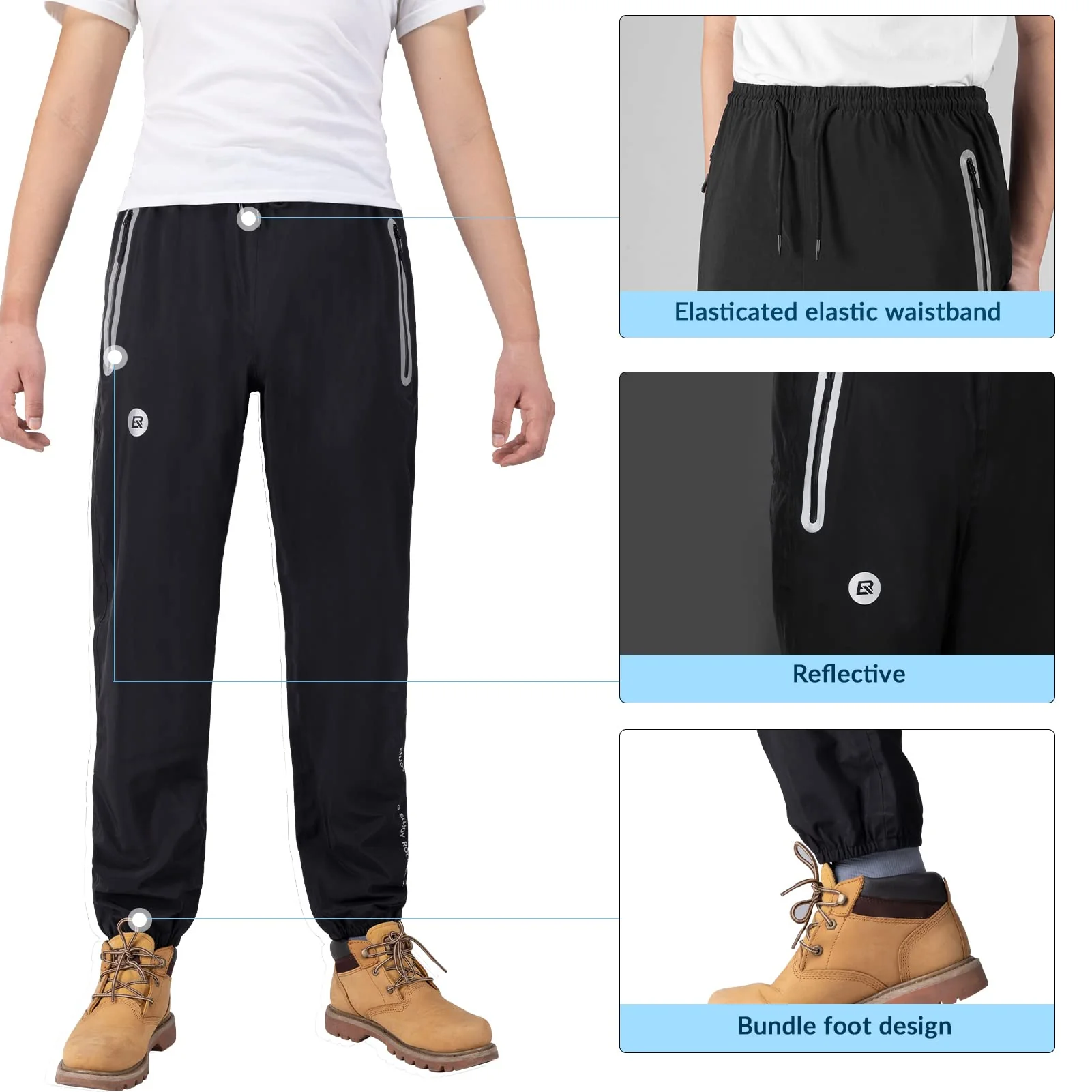 Waterproof Overtrousers for Men Women with Reflective - Image 4