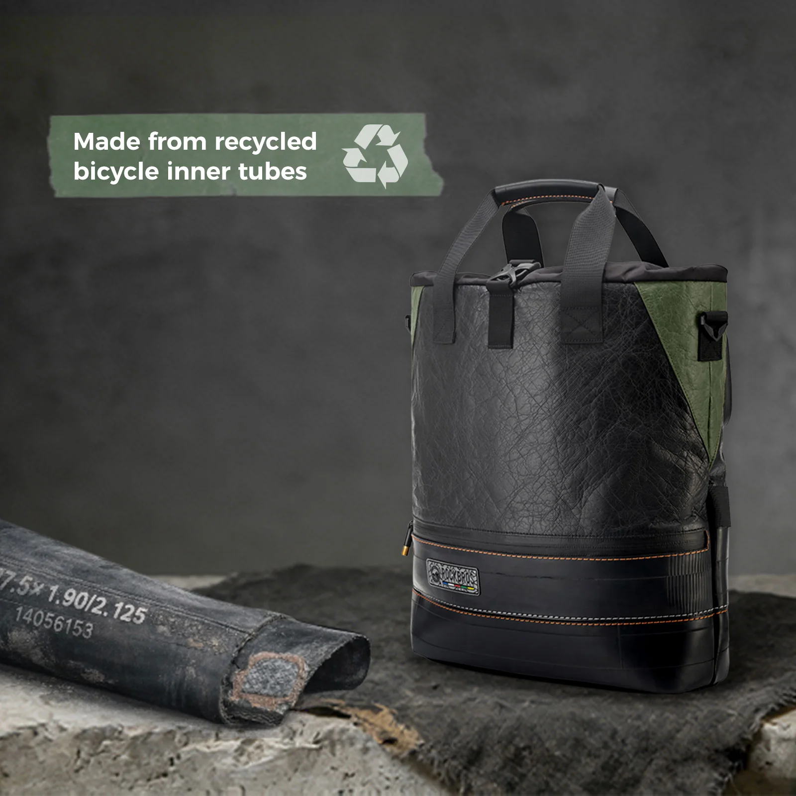 Sustainable Eco-Friendly Recycled Tire 12L Waterproof Bike Panniers ROAD TO SKY - Image 3