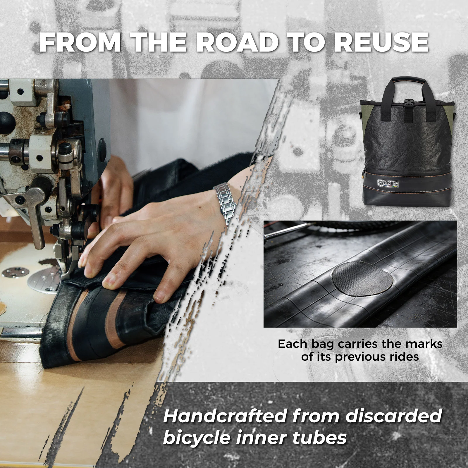 Sustainable Eco-Friendly Recycled Tire 12L Waterproof Bike Panniers ROAD TO SKY - Image 4
