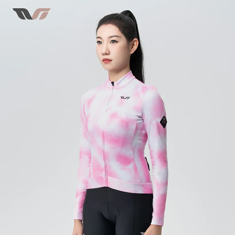 TVI Cycling Jersey Fleece Long Sleeve for 41–68 °F-Fantasy Pink - Image 5