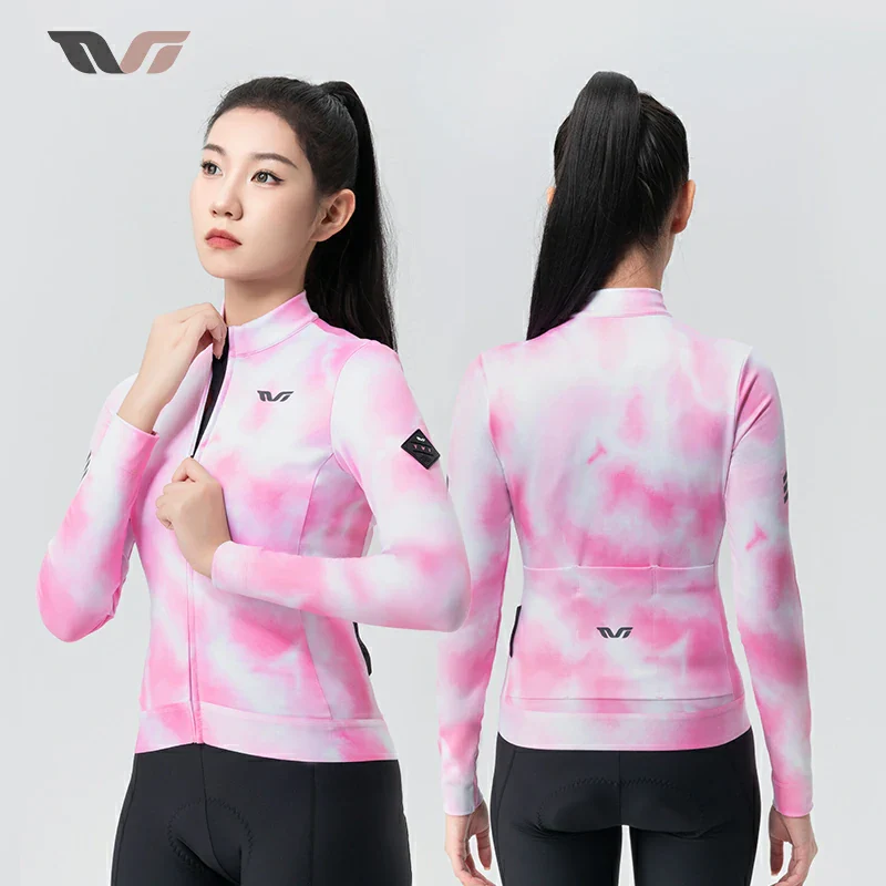 TVI Cycling Jersey Fleece Long Sleeve for 41–68 °F-Fantasy Pink - Image 7