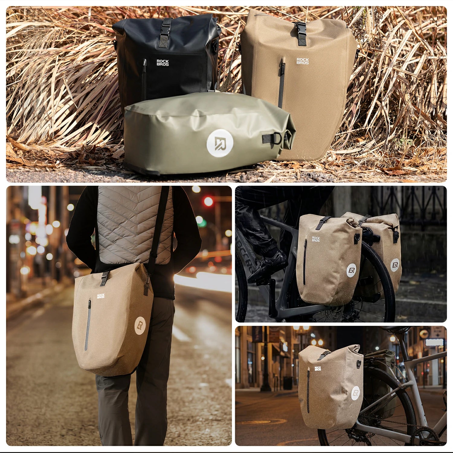 Waterproof Bike Rack Bag 20L Roll-Top Rear Pannier - Image 8