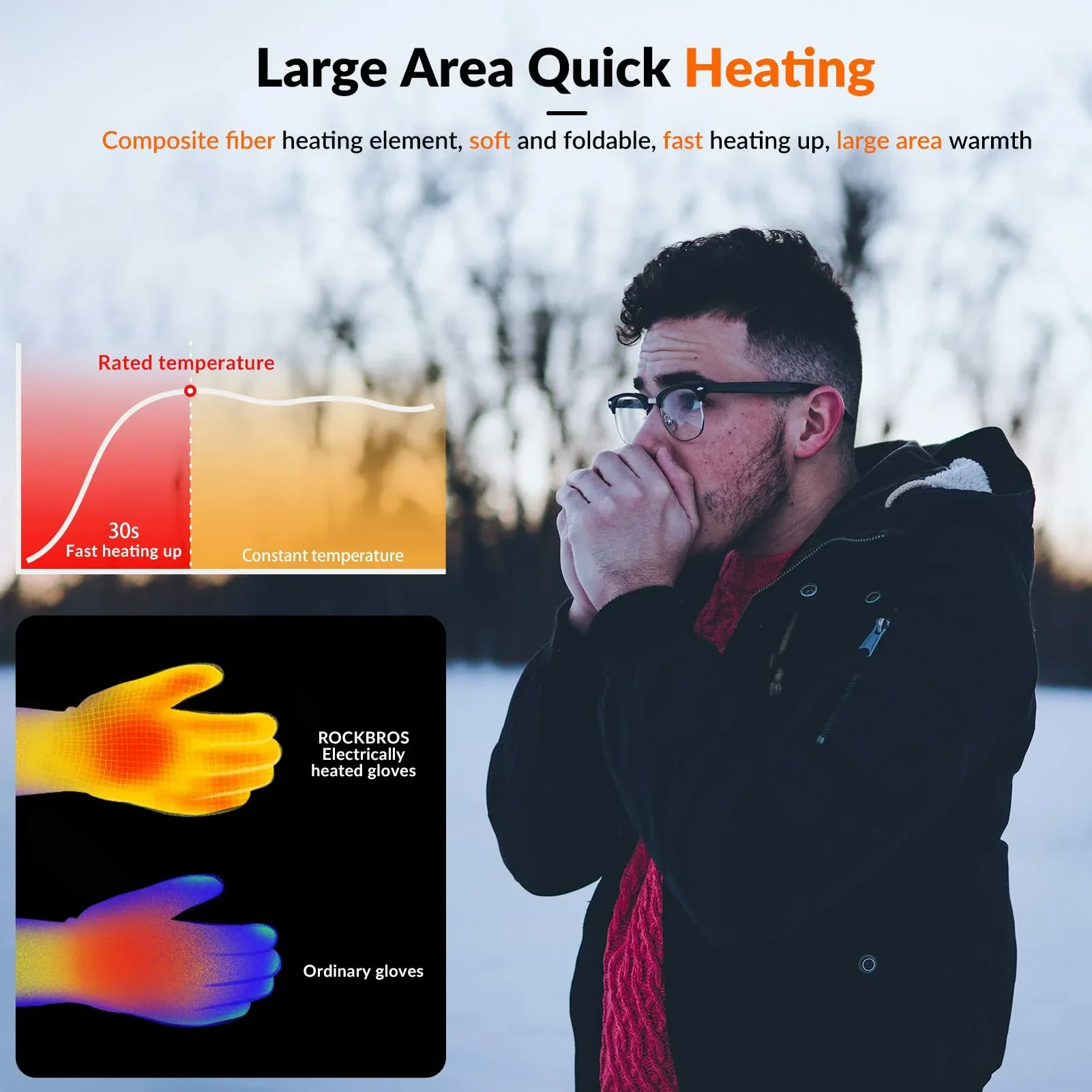 Winter Cycling Gloves Electric Heated Touch Screen - Image 2